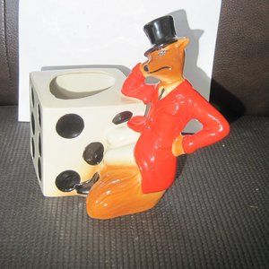 Vintage Jim Beam Fox on Dice Pen Holder 1981 11th Annual Las Vegas Convention